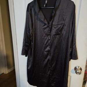 Torrid Charcoal Satin Button Down Shirt